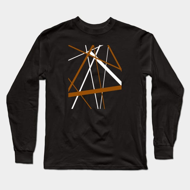 Criss Cross Sienna Brown and White Lines Long Sleeve T-Shirt by taiche